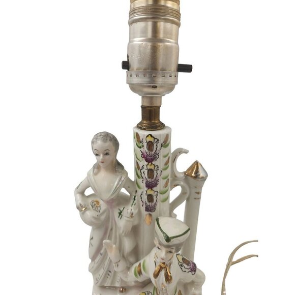 Wales Pottery Japan Figural Boudoir Lamp Victorian Style Lady & Gentleman Porcel - Picture 13 of 13